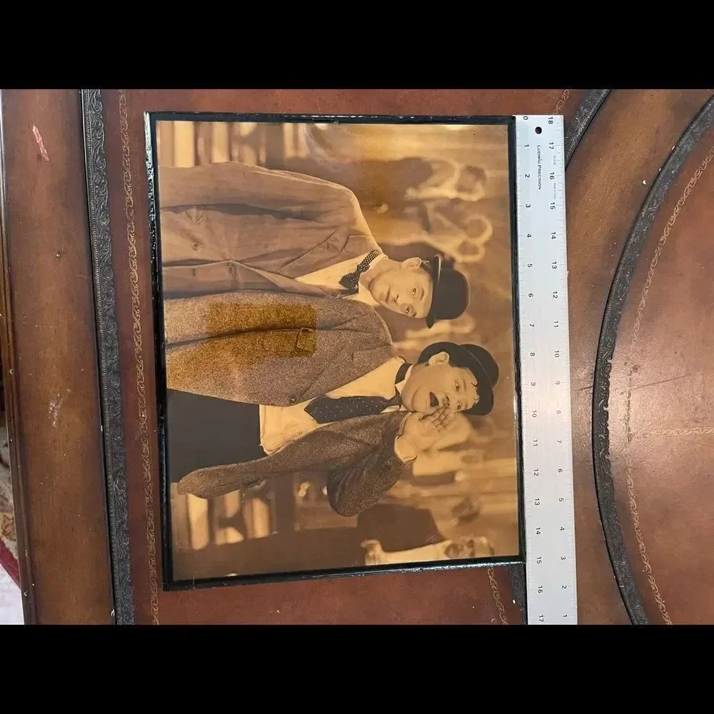 VINTAGE LAUREL & Hardy Framed Laquered Photo